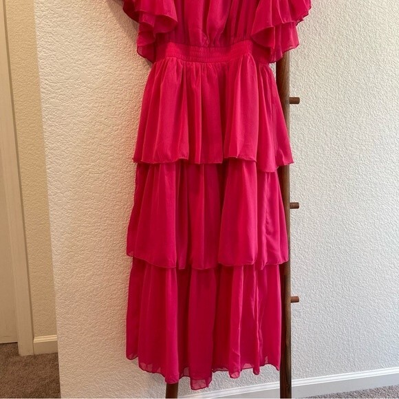 Endless Rose Chiffon Off the Shoulder Ruffle Tier Maxi Dress Size Medium - Picture 6 of 16